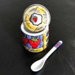 Joie de Vivre Confiture - Jam or Jelly Jar canister w/ lid & spoon